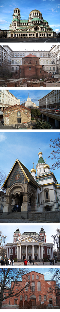 Pictures from Sofia - St. Alexander Nevski Cathedral, St. Georgi Rotunda, St. Sofia Church, Russian Church St. Nikolay, The Ivan Vazov National Theatre