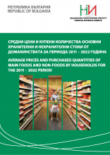 Средни цени и купени количества основни хранителни и нехранителни стоки от домакинствата за периода 2011 - 2022 година